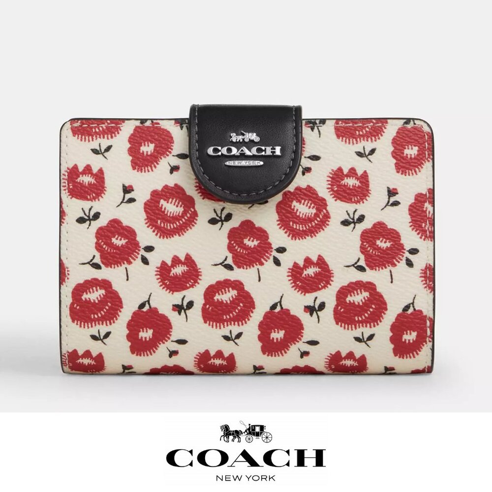 ❤️🌸 Coach Medium Corner Zip Wallet With Floral Print